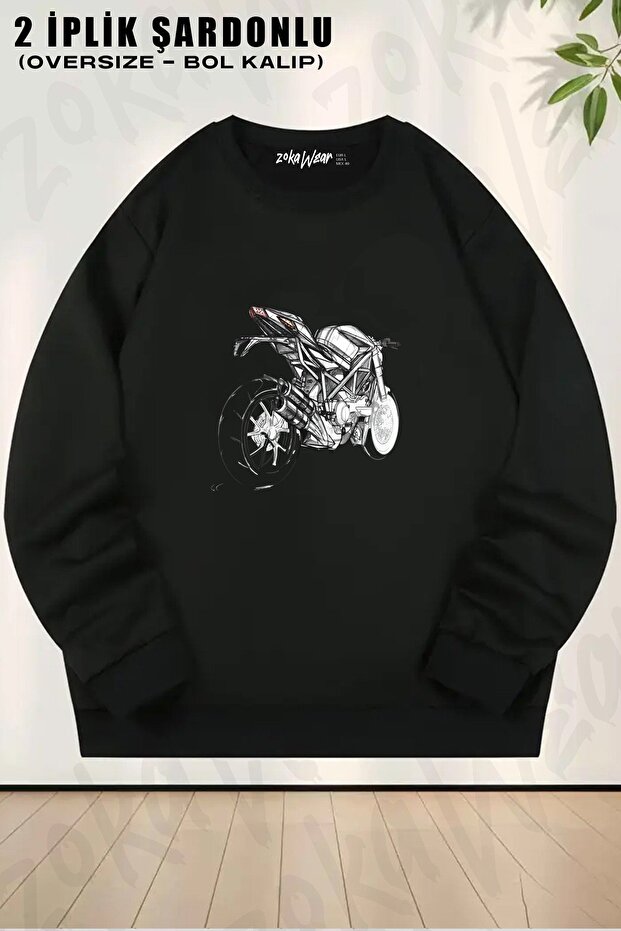 Unisex Motorsports V2 Printed Oversized Crew Neck Sweatshirt