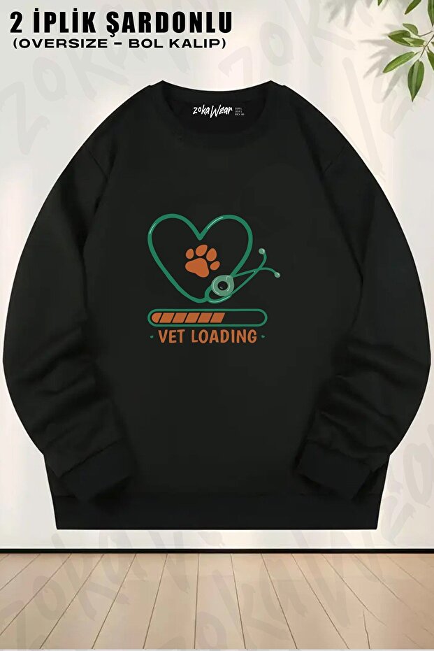 Unisex Veterinarian Animal Lover Printed Oversized Crew Neck Sweatshirt