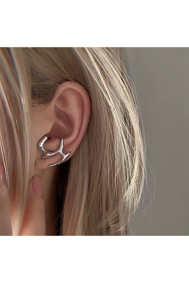 WD1206-1 Y2K Irregular Liquid Earrings for Women Silver Color Hip-Hop Punk Fashion Geometric Earring