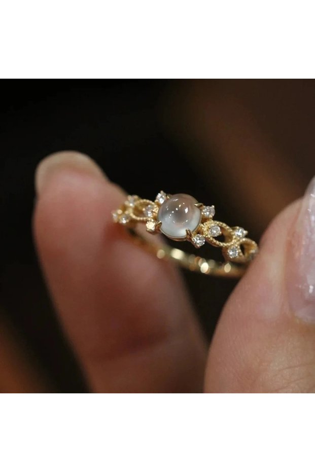 8 Q905 Huitan Trendy Imitation Opal Rings Series for Women Exquisite Hollow Gold Color Finger Rings