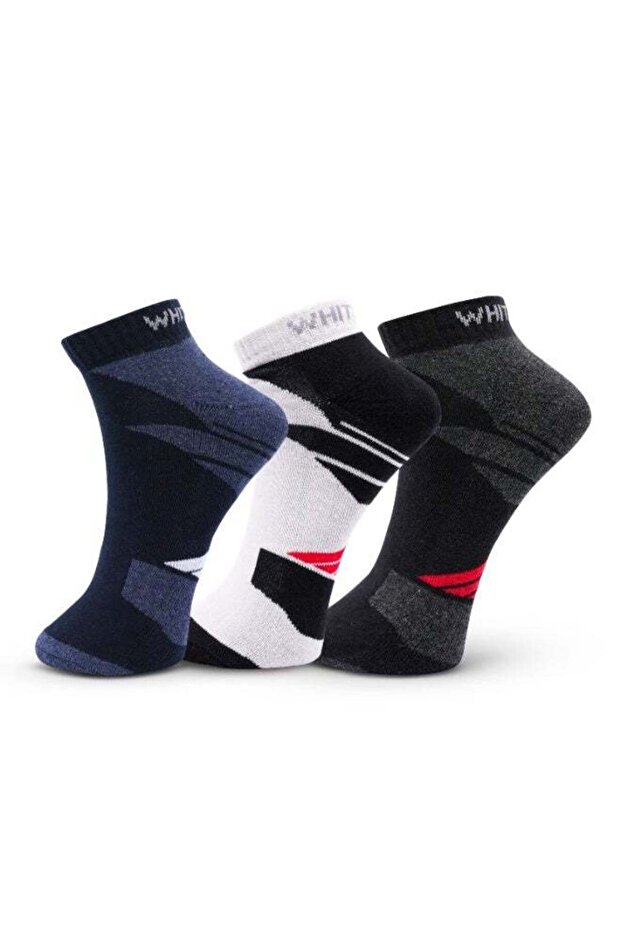 Ankle Socks Men's Sneaker Half-Terry 3 Pairs – Dark Gray, Blue, Black