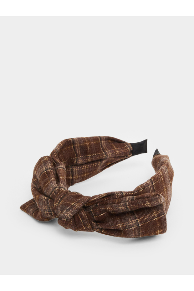 Brown Plaid Knot Headband