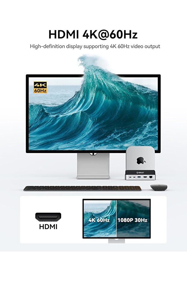 MiniDock for Mac Mini M4 — 10-in-1 Aluminum USB-C Hub with M.2 SSD Enclosure, 10Gbps USB-C & - 6