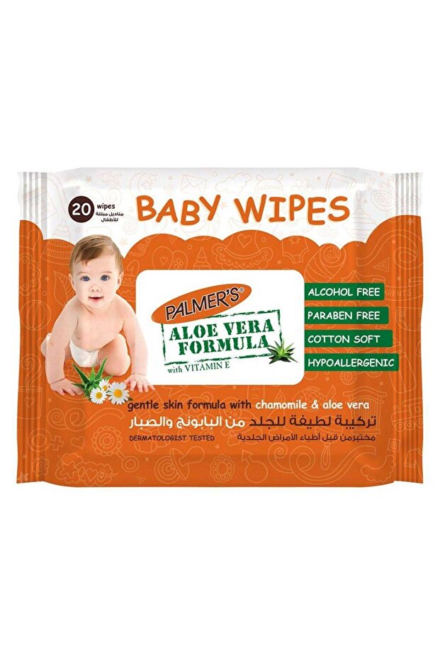 Palmers Aloe Vera Formula With Vitamin E Baby Wipes Flow 20 Packs