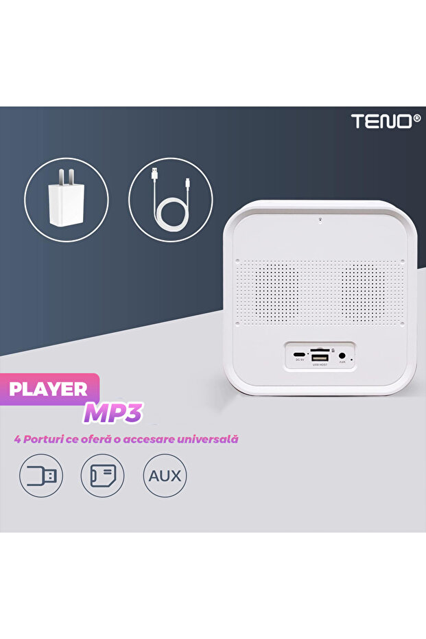 Multifunctional Alarm Clock Teno®, Bluetooth, alarm function, radio function, square - 6
