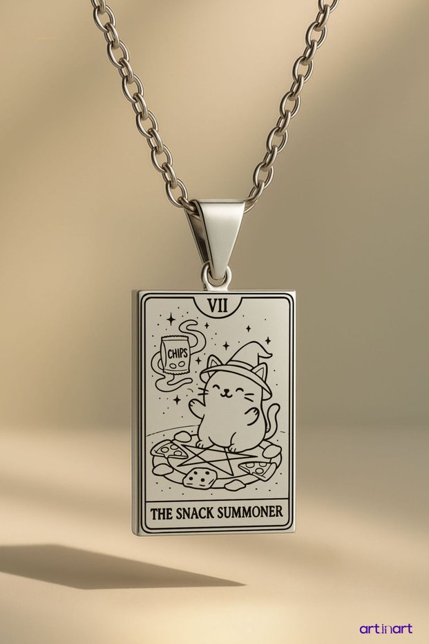 The Snack Summoner Tarot Necklace |   Gold Color Stainless Steel Necklace