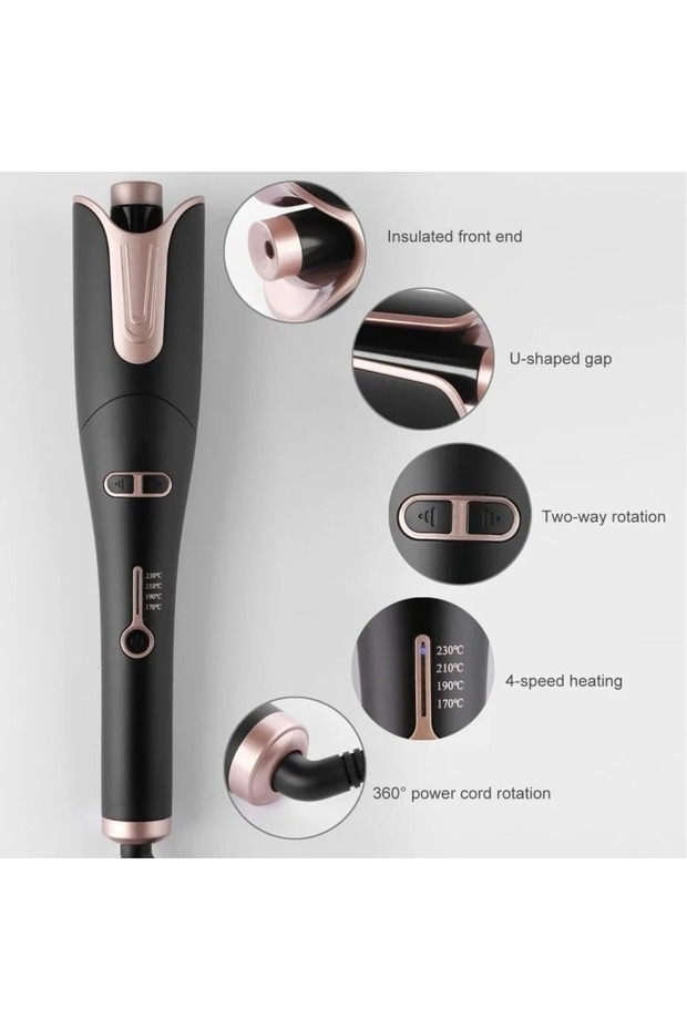 مكواة تجعيد الشعر الأوتوماتيكية، مكواة تجعيد الشعر الاحترافية مع تجعيدات كبيرة، 4 إعدادات لدرجة الحرارة - 7