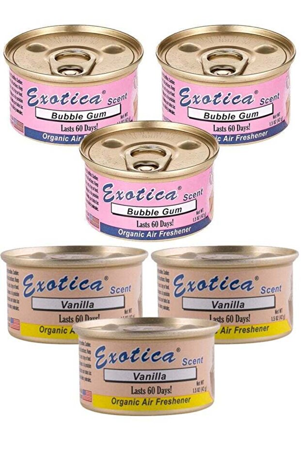 Organic Air Freshener Value Pack 6 pcs, Bubble Gum (3) & Vanilla (3)