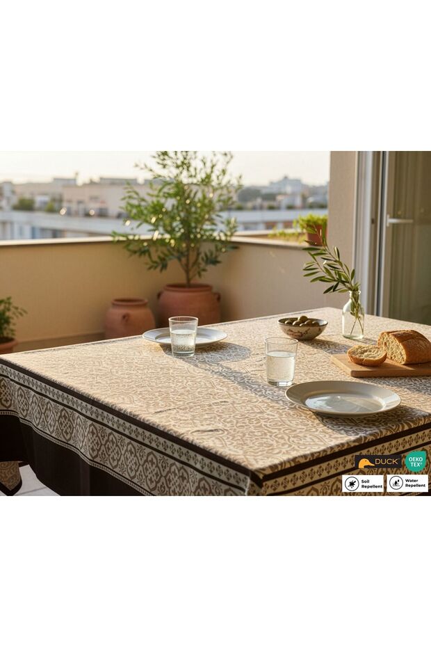 مفرش طاولة منقوش مقاوم للسوائل ومقاوم للبقع - 2