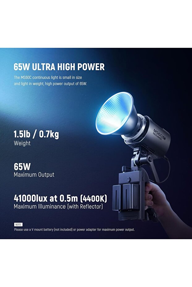 Continuous light LED COB RGBWW with app control, 65W, color temperature - 6