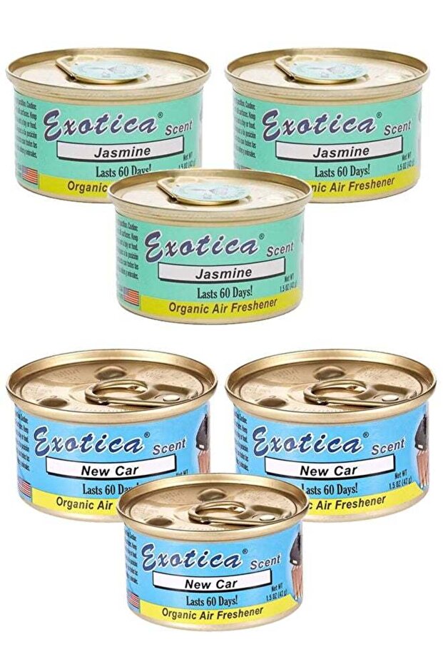 Organic Air Freshener Value Pack 6 pcs (New Car 3 + Jasmine 3)