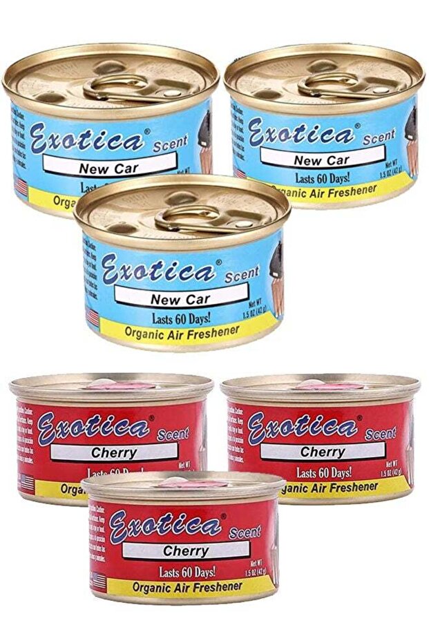 Organic Air Freshener Value Pack 6 pcs, New Car Scent-3 and Cherry Scent-3