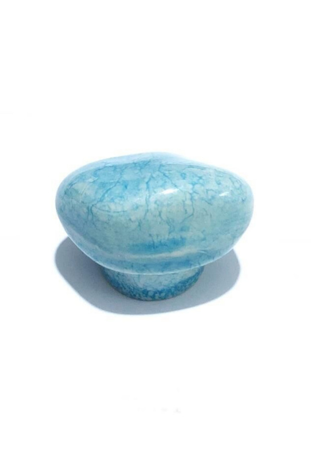 Porcelain Stone Button Blue Ceramic Furniture Handle Drawer Cabinet Handle (4.5 cm)