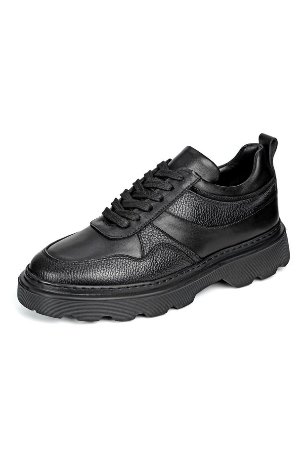 Bellavia Genuine Leather Handmade Men's Black Sneaker Shoes