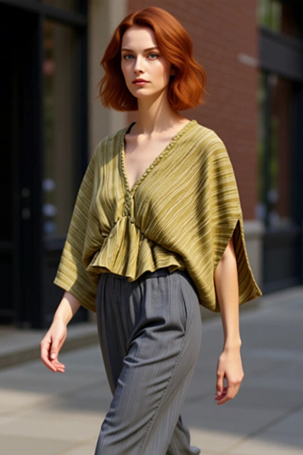 Linen Blend Woven Blouse V Neck Short Sleeve Casual Summer Professional Look Use