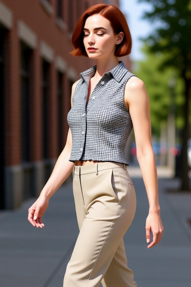 Women's Checkered Knitted Blouse Fitted Fit Casual Style Perfect Fit Superior Material Stylish Appearance