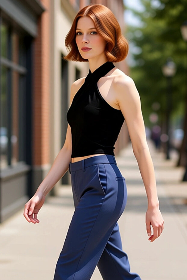 Halter Neck Fitted Body Fitting Lycra Combed Cotton Blouse Carefully Selected
