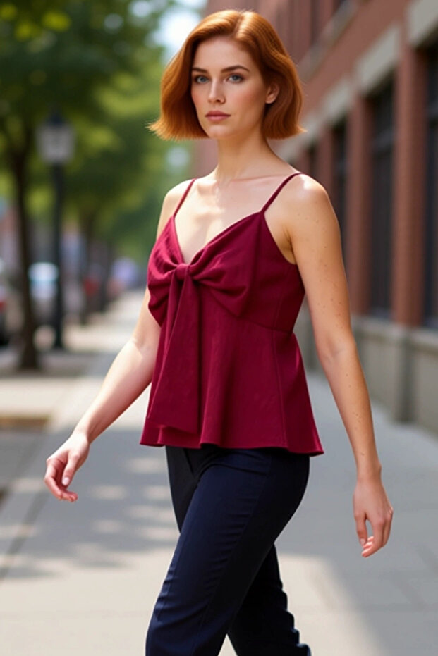 Women's Linen Look Bow Strap Blouse Comfortable Summer Casual Style Carefully Selected High Quality