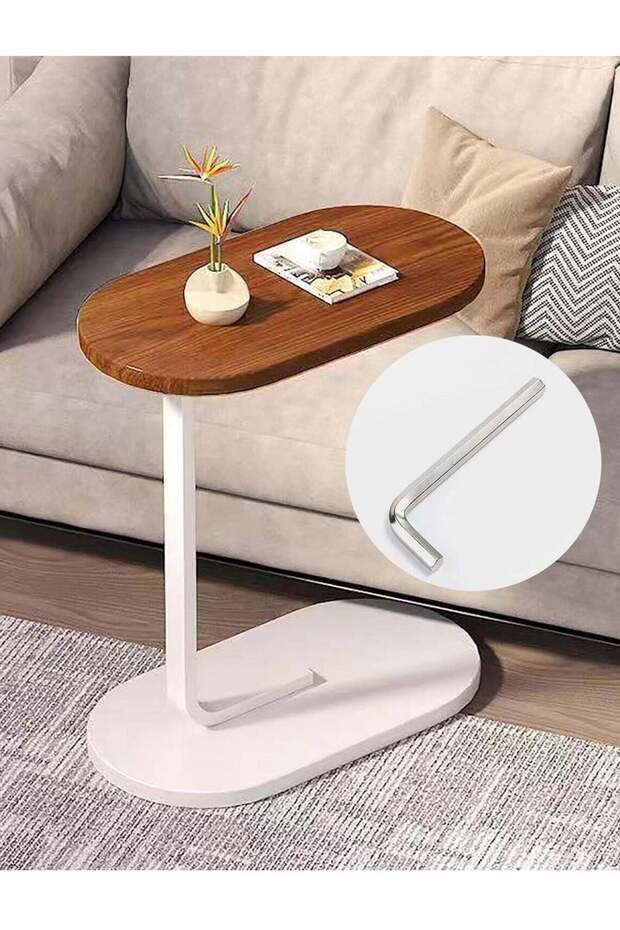 Sofa Side End Table C-Shaped Metal Frame Bedside Corner Table