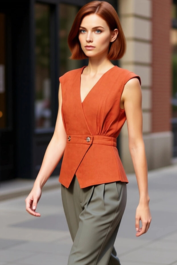 Women's Linen Look V-Neck Sleeveless Blouse Cotton Summer Casual Distinguished Material High Quality