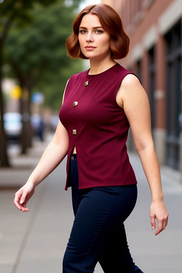 Women's Buttoned Crew Neck Sleeveless Knitted Blouse Elegance and Comfort Combined Quality Stylish Comfortable