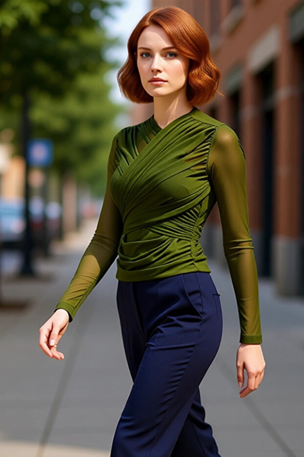 Women's Double-Breasted Collar Gathered Tulle Quality Stylish Comfortable Modern Elegant Daily
