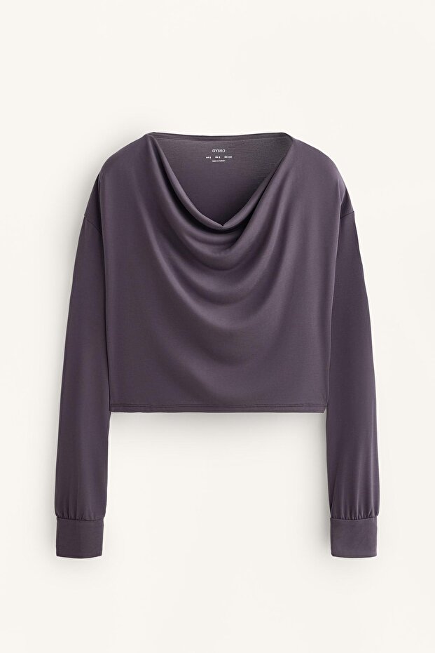 Drape yaka modal tişört - 6