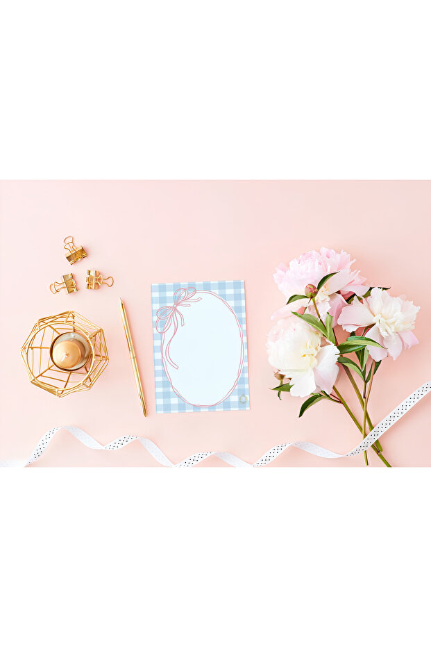 ورق ملاحظات A5 بتفاصيل فيونكة زرقاء - 2