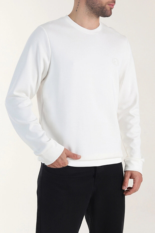 Transitional Soft Textured Stretchy Knit Sweater with Bike Collar