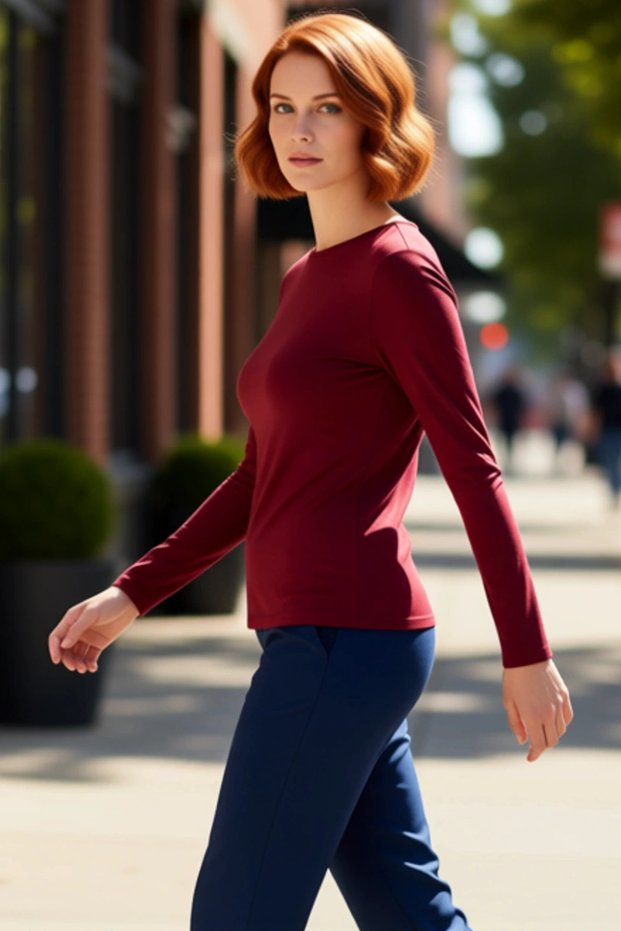 Women's Cotton Stretchy Knitted Boat Neck Long Sleeve Blouse Quality Stylish Comfortable Modern Elegant Casual