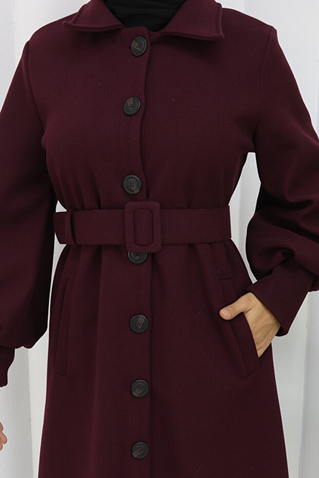 معطف طويل بحزام - 5