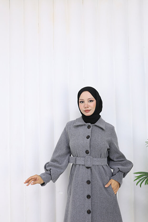 معطف طويل بحزام - 4