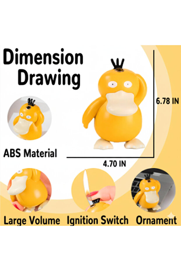 Psyduck Ördek Figürlü Çakmak - Karakterli Dekoratif Gazlı Çakmak - 8