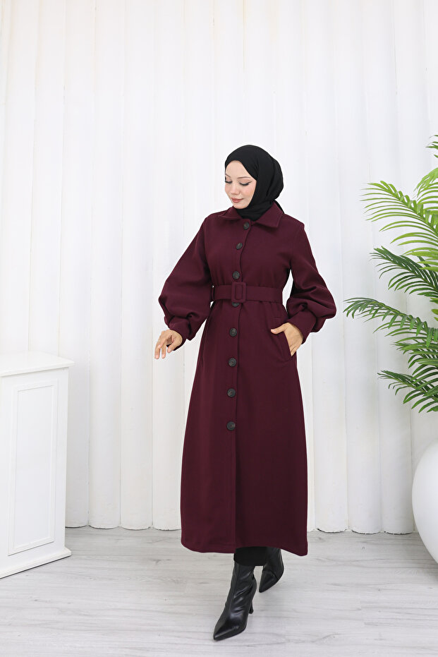معطف طويل بحزام - 4