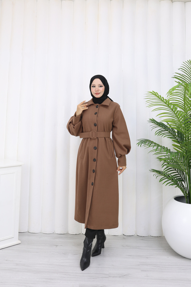 معطف طويل بحزام - 6