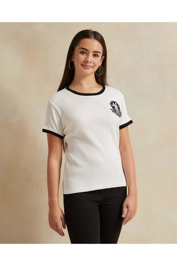 Senior Girls White Ringer Tee Wednesday