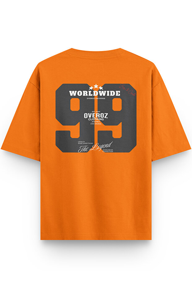 99 Back Printed Half Oversized Orange Tshirt 1408