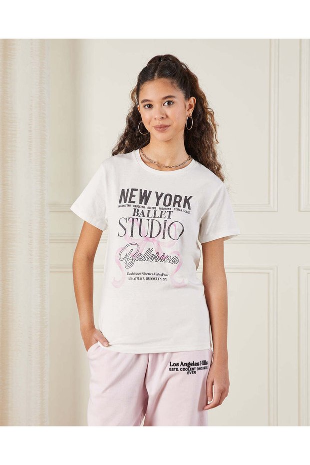 Senior Girls White Printed T-shirt