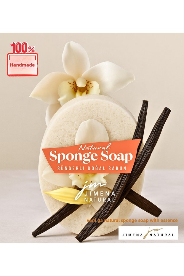 Vanilla Scented Natural Sponge Soap 125 Gr, Skin Renewing, Purifying, Exfoliating Effect