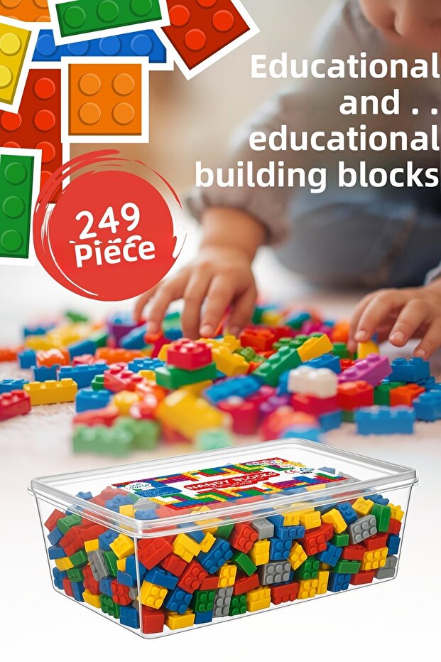 Educational Building Blocks with Tutorial Box 249 Pieces – Block Set for Developing Problem-Solving and Creativity - 1