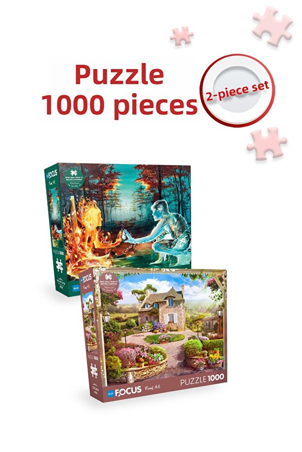 2 Piece 1000 Piece Puzzle - Toscana and Fire and Water