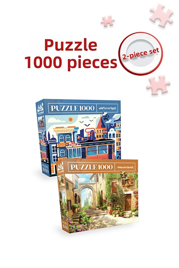 2 Pieces 1000 Pieces Puzzle - Old Street and Istanbul Design