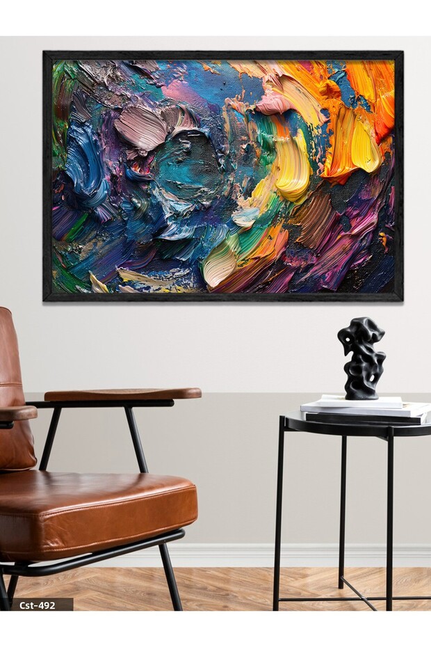 Brush Strokes One Piece Black Wooden Framed Painting