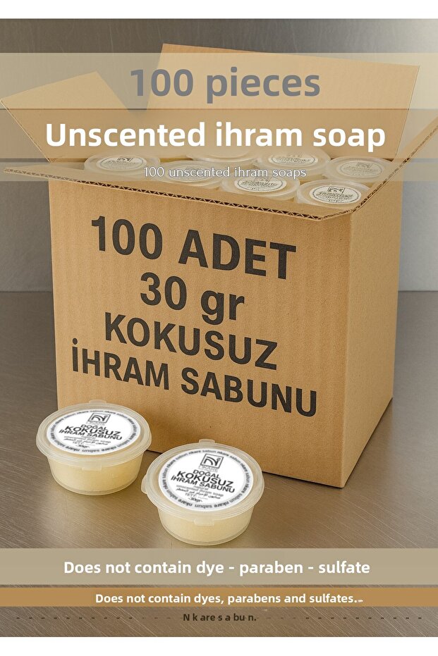 100 Pieces Unscented Ihram Soap 30 Grams Each. - 100 Pieces of Unscented Ihram Soap, 30 Grams Each.