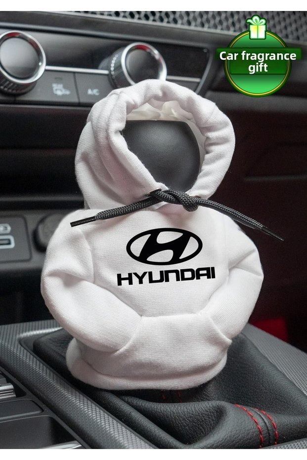 Hyundai Logo White Gear Shift Hoodie Car Gear Shift Outfit Shifter Fleece Auto Accessory Gear Shift Knob