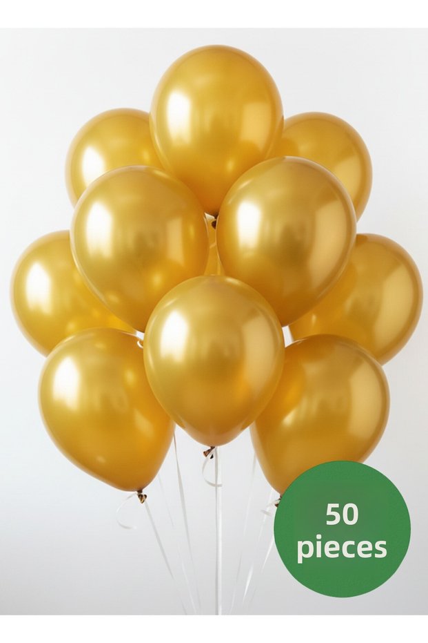 50-Piece Metallic Gold Balloon Set 12 Inch (30 cm) | Helium Compatible, Party and Decoration Balloon