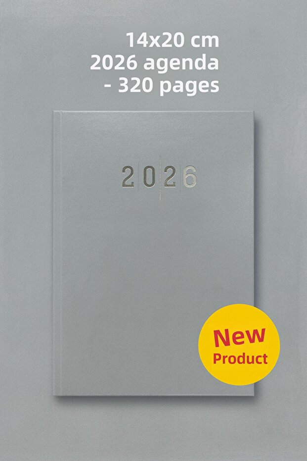 Gray Agenda with Cloth Cover 14×20 cm – 320 Pages, Daily Planner, Office & School Use