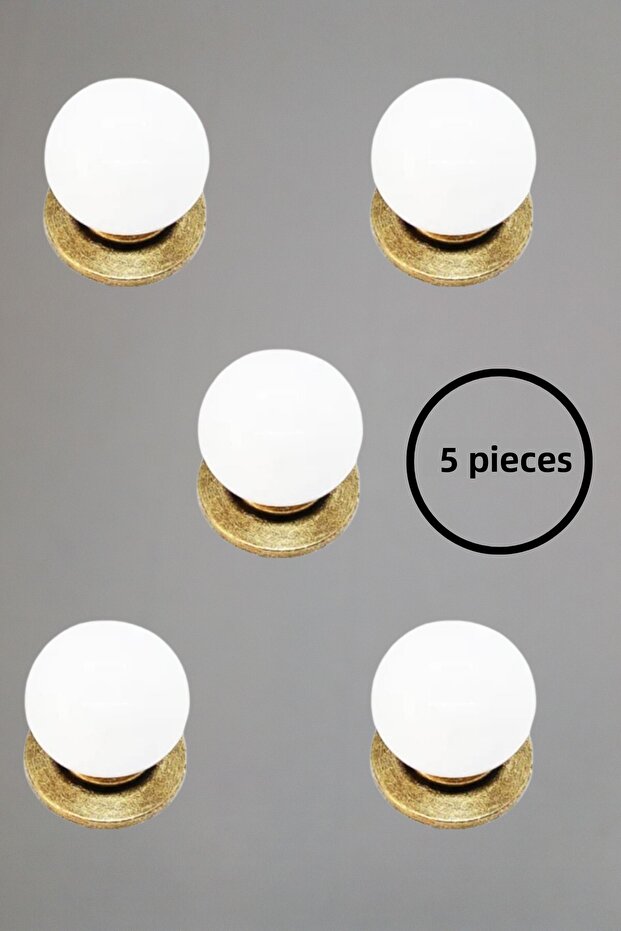 5Pcs Porcelain Knob Antique Yellow Furniture Handle Ceramic Drawer Cabinet Handle with Single Screw