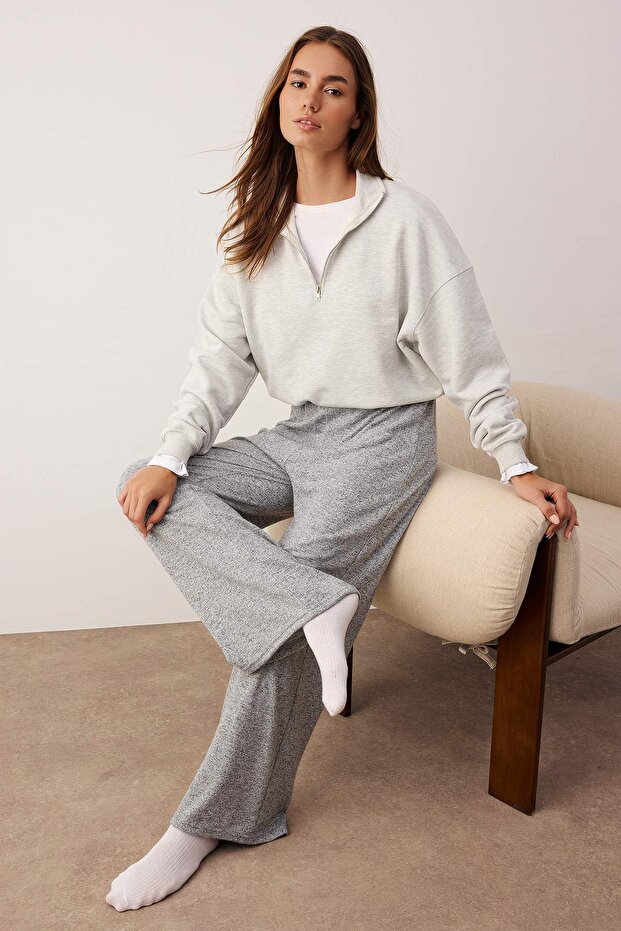 Gri Yumoş Örme Pantolon TWOAW21PL0094 - 2