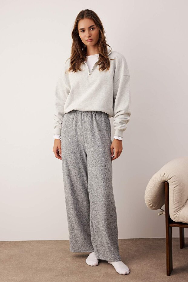 Gri Yumoş Örme Pantolon TWOAW21PL0094 - 1